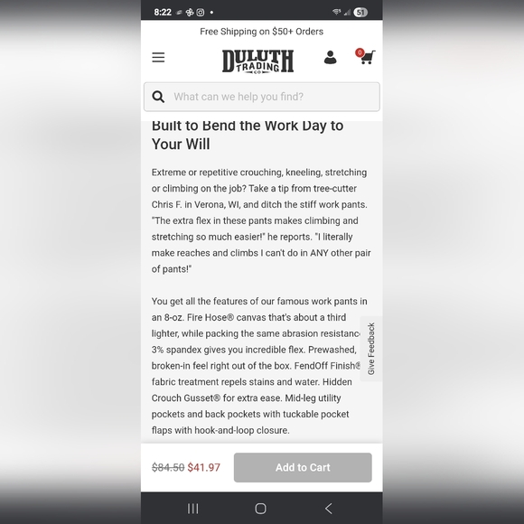 Men's Duluth Trading Flex Firehose Brown Relaxed Fit Cargo Pants 40 X 34 - Picture 3 of 8